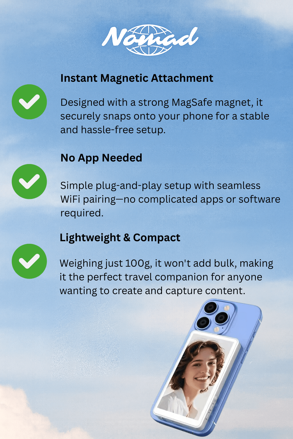 Magnetic Selfie Monitor - NomadXplore
